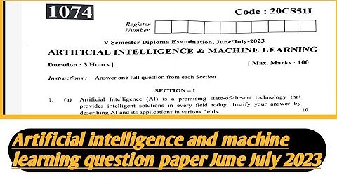 artificial intelligence and machine learning question paper 5th sem diploma in CSE