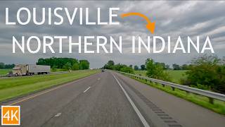 4K Drive: Louisville, KY to Northern Indiana via I-65 | Rainy Scenic Highway Drive