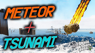 Huge Tsunami Waves + Meteor Shower Mod - (GTA 5 Meteorite Mod Gameplay)