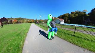 Alien Costume+Electric Unicycle