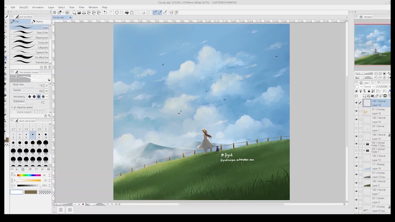 Cloudy Day Speed Painting with Clip Studio Paint - YouTube