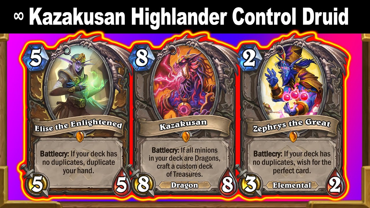 Control Druid Highlander Infinite Kazakusan With Elise! Fractured in  Alterac Valley | Hearthstone - Hearthstone Decks