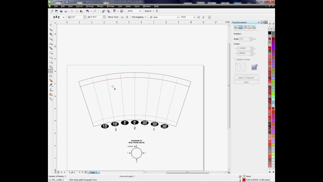 tumbler insert Arch Draw for Corel Templates in the Using Tool Curved