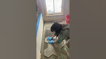 Nothing more satisfying than a good workflow #diy #tiling #oddlysatisfying #tiles #installingtile