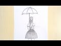 How to draw a girl with umbrella. [رسم بنت کیوت مع مظلة للمبتدئين].Şemşiyeli bir kız nasıl çizilir.