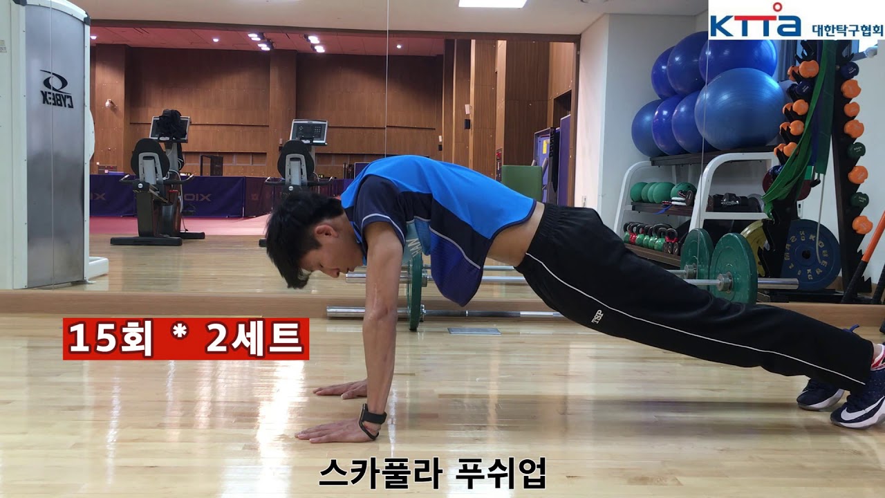 [KTTA][KTTA]Table tennis exercise 탁구 보강 운동 영상_UE scapular push ups_견갑골 안정화 운동 YouTube