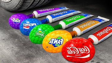 Crushing Experiments! Car vs Crunchy Soft Things! Coca-Cola, Fanta, Mirinda, Mnt Dew ASMR Toothpaste