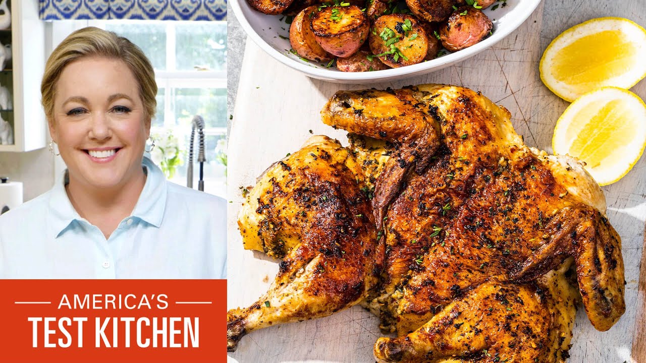 How to Make Chicken Under a Brick with Herb-Roasted Potatoes and Buttermilk-Vanilla Panna Cotta | America