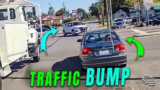 Driver’s Traffic Maneuver Ends with a Curb Bump