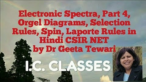 Electronic Spectra, Part 4, Orgel Diagrams, Selection Rules, Spin, Laporte Rules in Hindi CSIR NET