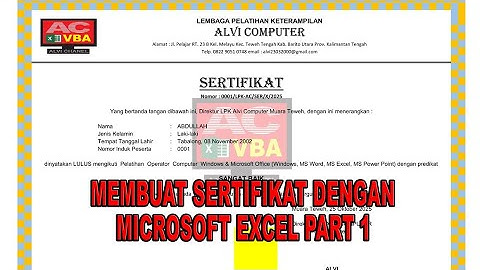 Membuat Sertifikat Kursus Dengan Menggunakan Microsoft Excel Part 1