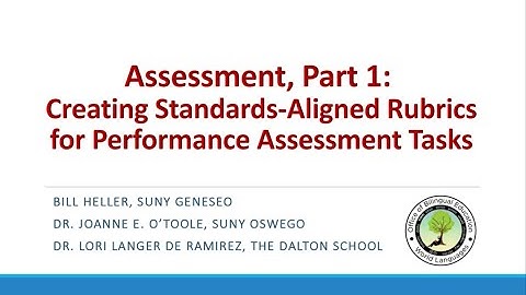 Assessment Part 1: Creating Standards-aligned Rubrics for Performance Assessment Tasks