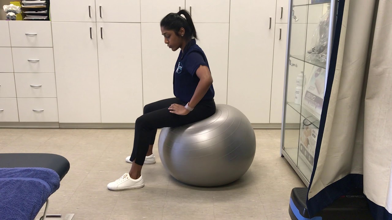 Pelvic tilts on yoga ball to improve lower back pain and control YouTube