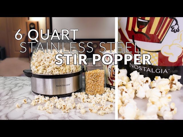 Nostalgia NSPFP6SS 6 QT Stainless Steel Stirring Popcorn Popper