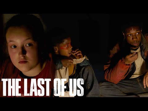 Still: Joel and Ellie meet Henry and Sam — The Last of Us