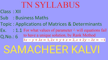 Ex 1.1 - Q.No 6 - 12th Business Maths - Applications of Matrices & Determinants
