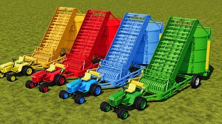 LAND OF COLORS ! MINI JOHN DEERE TRACTORS vs MEGA LOADER WAGONS ! GRASS JOBS ! Farming Simulator 19