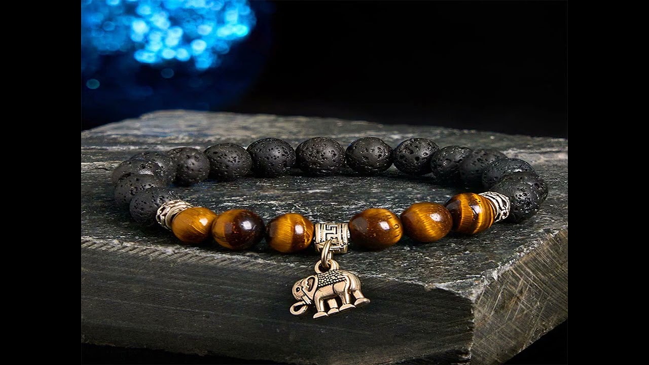 BUDDHA STONES BLACK LAVA ROCK CRYSTAL BEADS ANIMAL PATTERN HEALING BRACELET