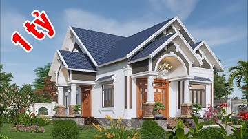 Mẫu biệt thự vườn 1 tầng, mái thái, kiến trúc tân cổ điển.