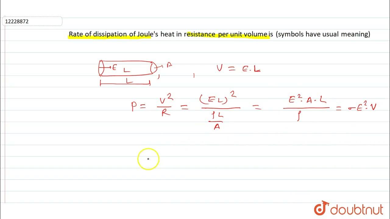 Rate of dissipation of Joule's heat in resistance per unit volume is