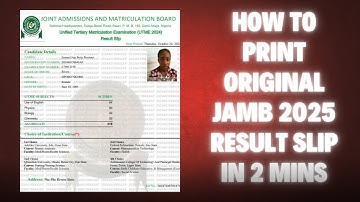 How To Print Original JAMB result
