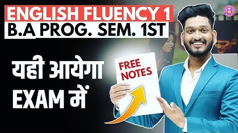 B.A Program Semester 1st English Fluency Most Important Questions with Answers (Free Notes)