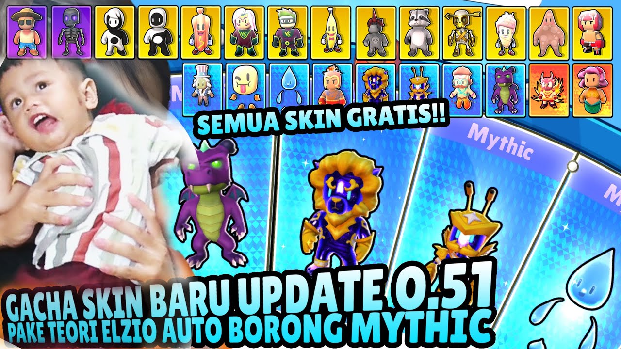 GACHA SKIN BARU MYTHIC UPDATE 0.51! PAKE TEORI ELZIO AUTO LANGSUNG LENGKAP! - Stumble Guys