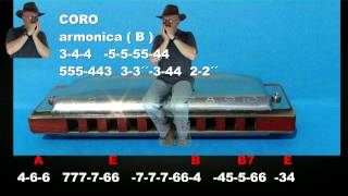 nº 083 El chico de la Armonica( Micky ) tutorial armonica ( E )+chords guitar mundharmonika chords