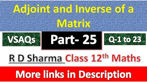 Adjoint and Inverse of a Matrix | Class 12th Maths Solution | Dhanpat Rai Publication | Part 25