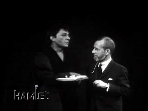 Richard Burton's "Hamlet", directed by John Gielgud, produced by Alexander H. Cohen. Filmed live on Broadway in 1964 and released to theaters in Electronovision. It was the longest running "Hamlet" in Broadway history. Act 2, Scene 2. Richard Burton and Hume Cronyn