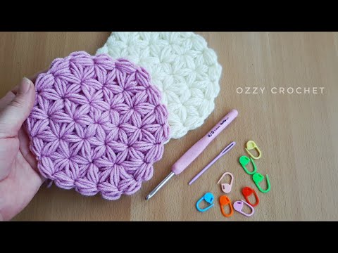 Crochet circle with jasmine stitch _ hexagonal flower stitch 