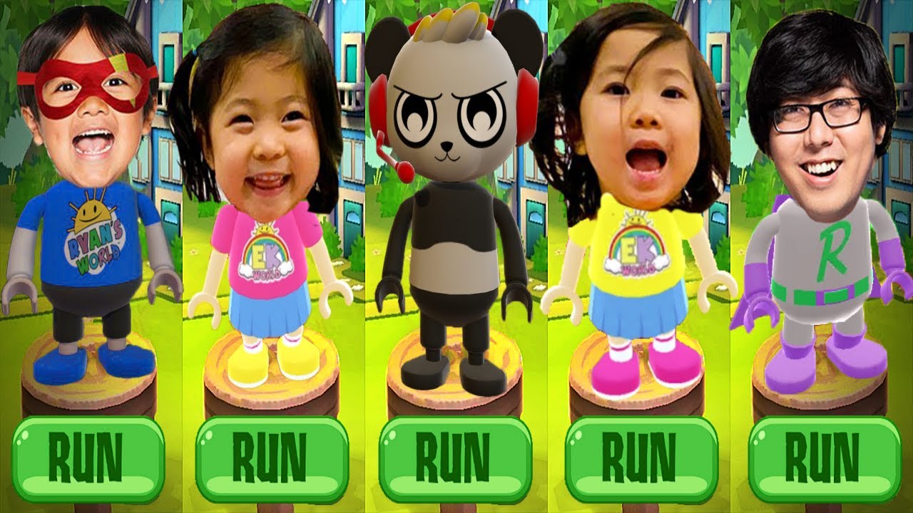 Tag with Ryan Kaji vs Sisters Emma & Kate vs Ryan's Dad Dark Titan vs Combo Panda - Gameplay