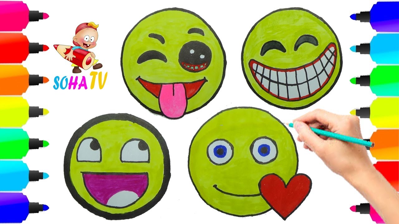 Vẽ Mặt Cười Cực Kì Dễ Thương Nhưng Rất Đơn Giản - How To Draw Easy Emoji  Faces - Bé Tập Vẽ Và Tô Màu - Youtube