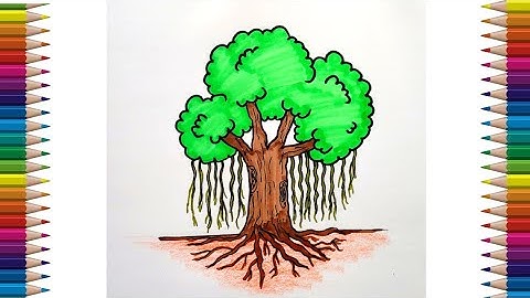 Banyan Tree Drawing easy | How to Draw National Tree of India | National Tree Symbol
