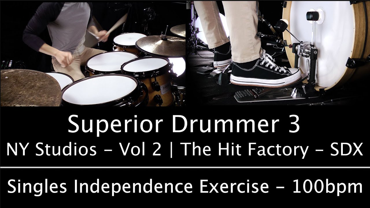 Double Bass Singles Independence Exercise | Superior Drummer 3 - The Hit Factory SDX - Luke Oswald