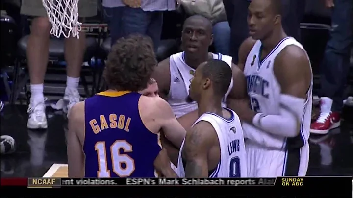 Pietrus' flagrant foul on Gasol [HD] - 061109: Orl...