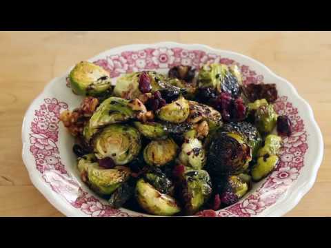 Vegan Roasted Brussel Sprouts with Cranberries and Walnuts