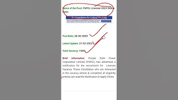PSPCL Lineman 2023 Online Form #Shorts #pspcl