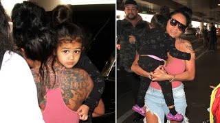 Nia Guzman And Chris Brown's Mom At LAX With Royalty Asked About Karrueche's Restraining Order
