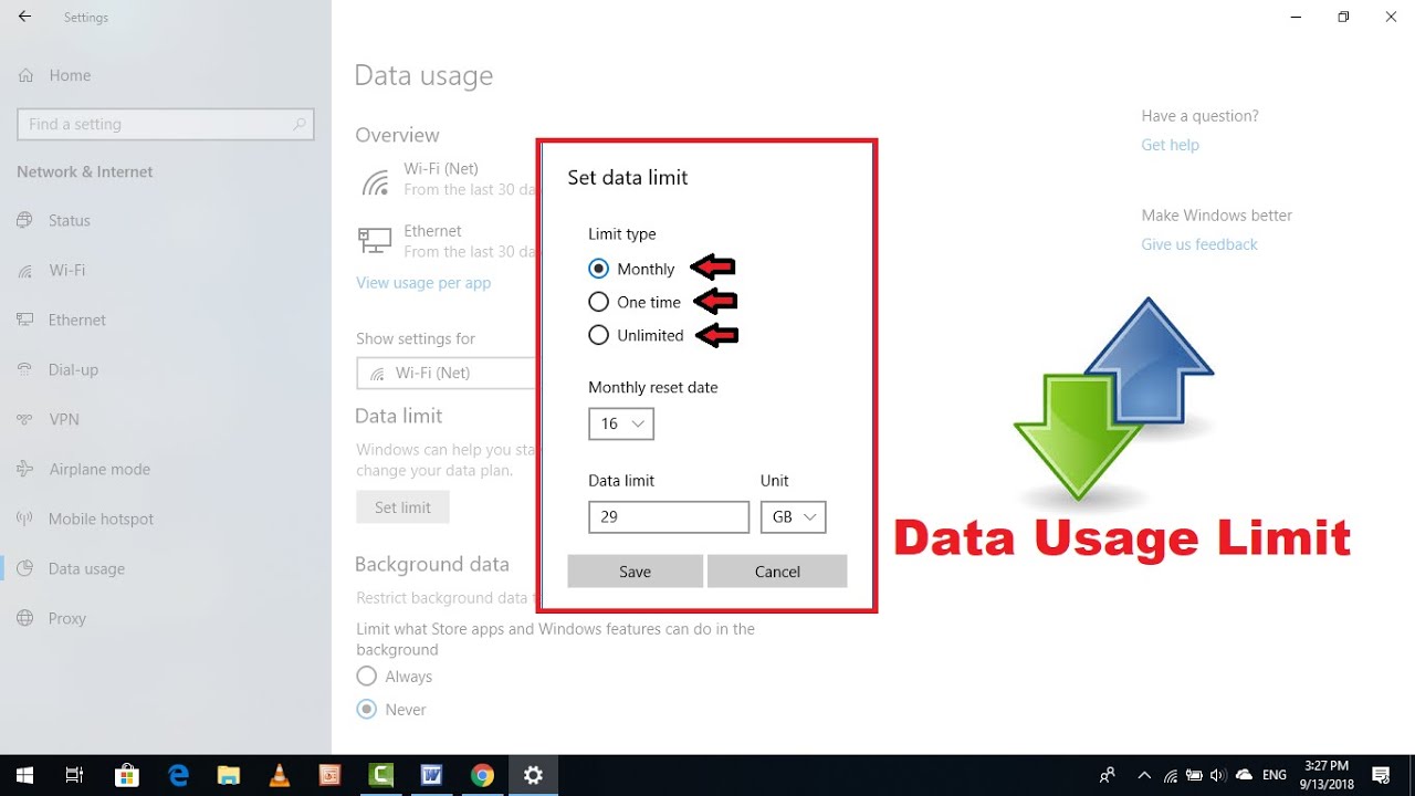 How to Set Data Usage Limits in Windows 10 - YouTube