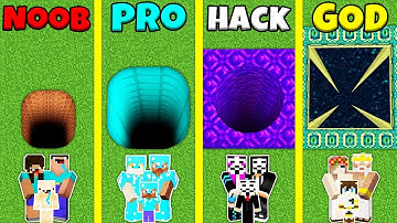 Minecraft Battle: NOOB vs PRO vs HACKER vs GOD: INSIDE TUNNEL BASE HOUSE BUILD CHALLENGE / Animation