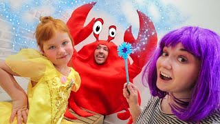 PRiNCESS MAKEOVER the MOVIE  Adley & Fairy Mom do a surprise disney spa, mystery guest CRAB DAD ?