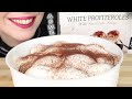 ASMR: WHITE PROFITEROLE PUFFS with COCOA CREAM FILLING 🍨 | No Talking | Eating Sounds