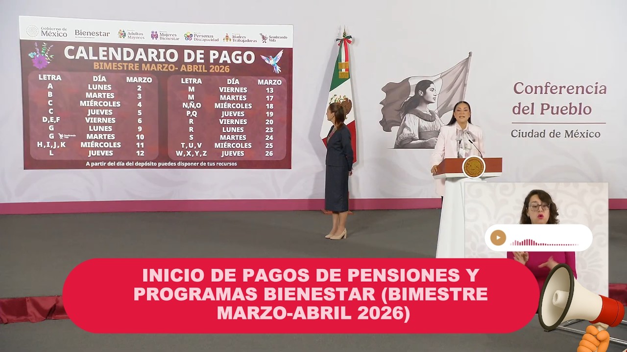 ¡OFICIAL!🔥Ya salió el CALENDARIO DE PAGOS Bienestar 2026 (Marzo-Abril)💳 Mira montos, fechas y más.
