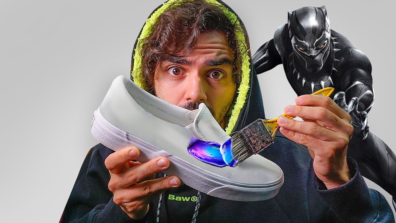CUSTOMIZEI O TÊNIS DO PANTERA NEGRA !! - Custom Marvel ‹ Caio Custom ›