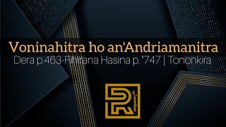 Voninahitra ho an'Andriamanitra Zanaharinay mahery | Dera p.463 | Fihirana Hasina p.747 | Tononkira