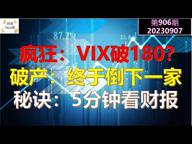 ✨【投资TALK君906期】疯狂：豪赌VIX破180！破产：终于倒下一家！秘诀：5分钟速看财报✨20230906#NFP #CPI#通胀#美股#美联储#加息 #经济#CPI#通胀