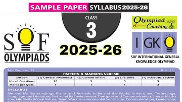 Class 3 IGKO Sample Paper 2025-26 / IGKO Olympiad / International General Knowledge Olympiad class 3