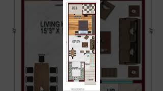 16*40 House Plan With Car Parking || 16 by 40 House map || #Shorts || Girish Architecture