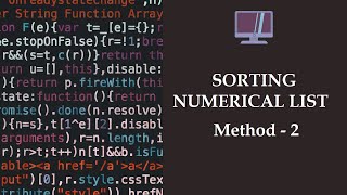 Sort a list writing a logic in Python - Method 2